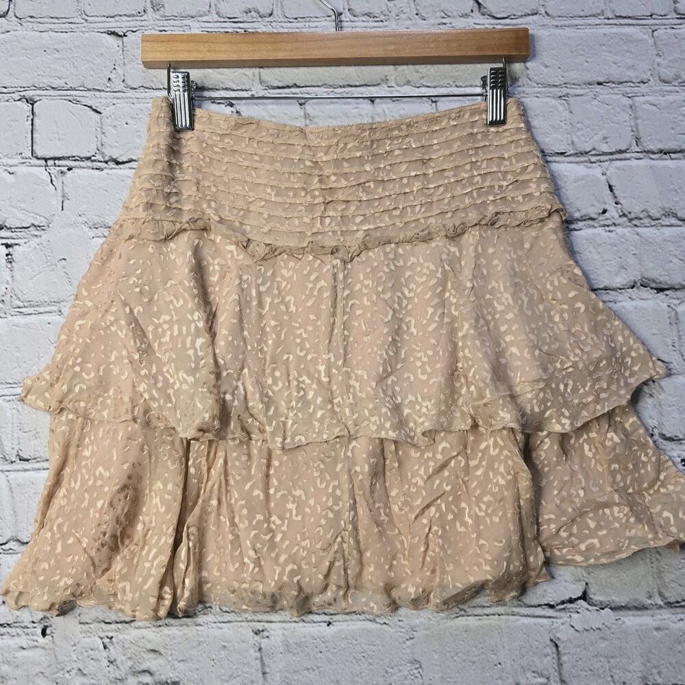 Reiss Womens Lelis Burn-Out Pattern Tiered‎ Mini Skirt Size 4 Blush Pink - Picture 7 of 11